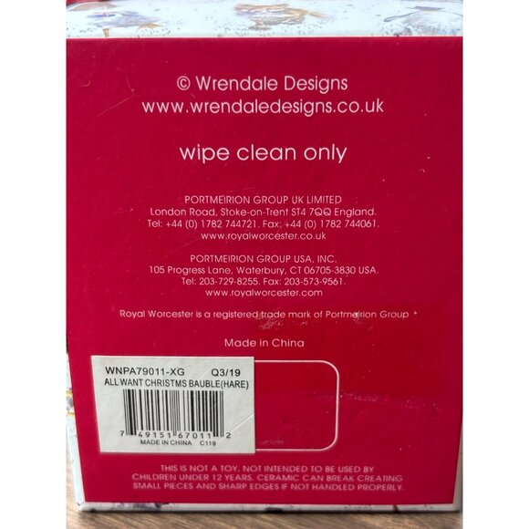 Royal Worcester Wrendale Designs Christmas Ornament With Hare Illustration - Picture 3 of 10